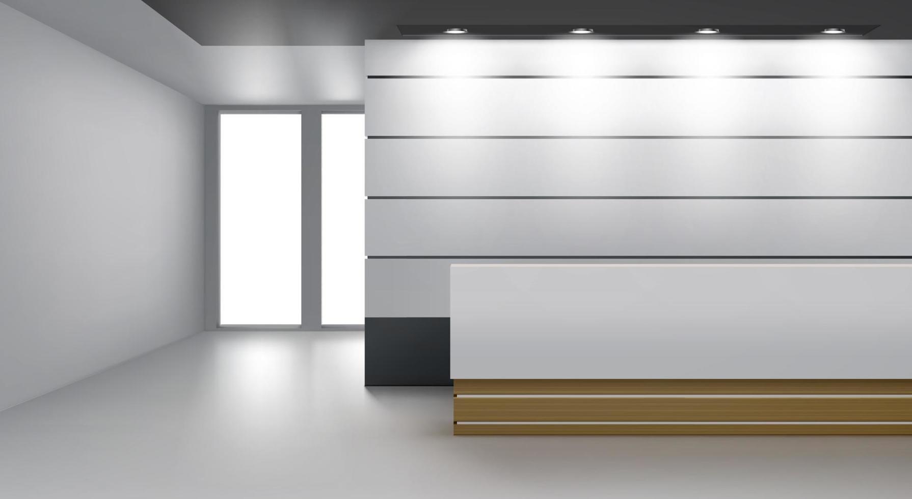 Reception interior, cozy foyer with modern desk vector