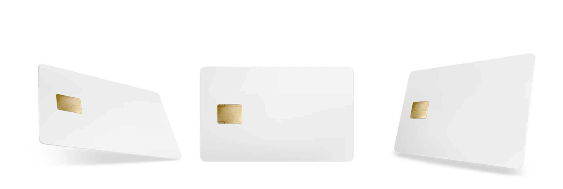 Credit card mockup, isolated template with chip vector