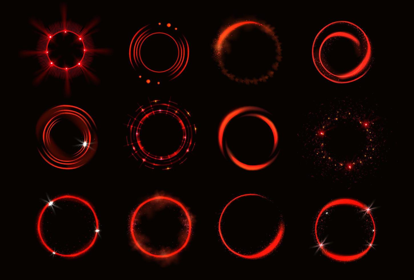 Glow red circles with sparkles and smoke vector