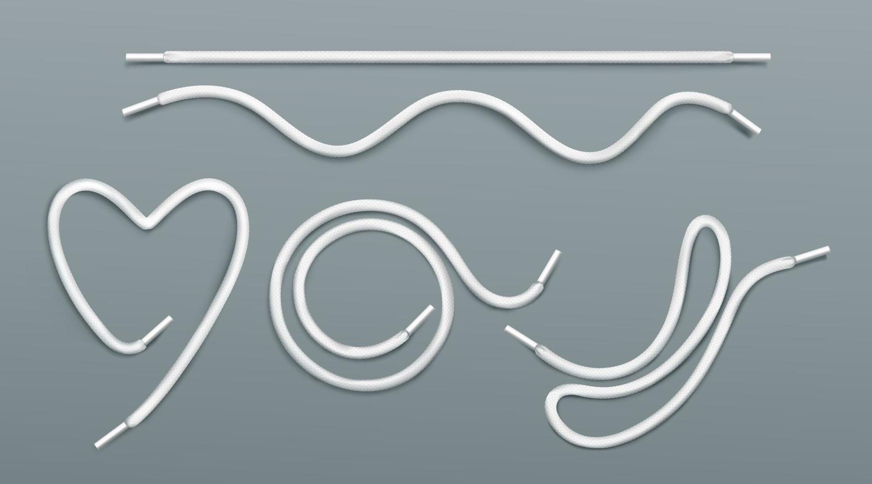cordones de zapatos de corazón, cuerda, formas redondas y onduladas vector