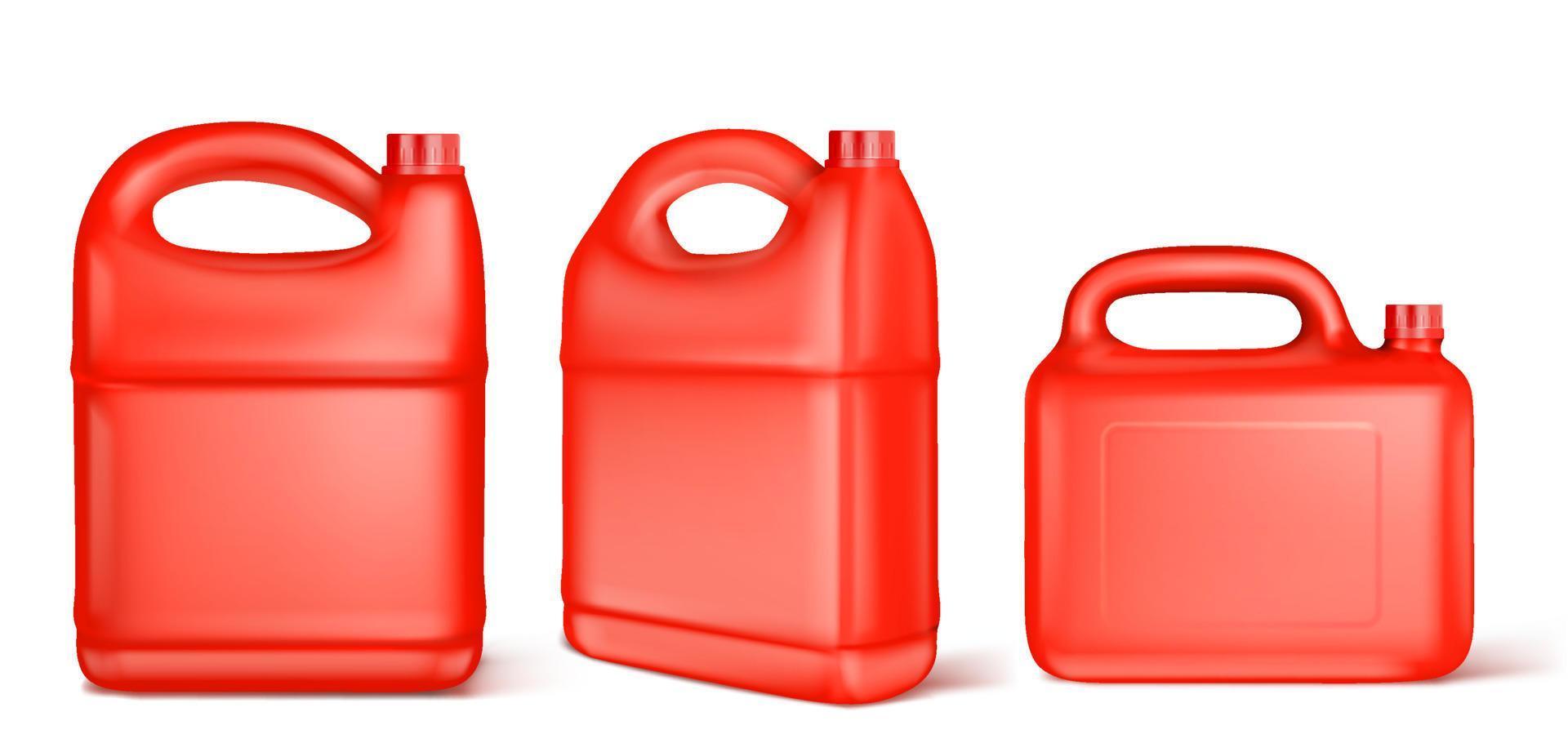 Red plastic canister for liquid fuel or motor oil vector