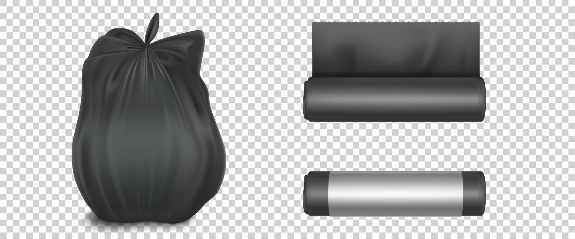 Black plastic bag for trash, garbage and rubbish vector