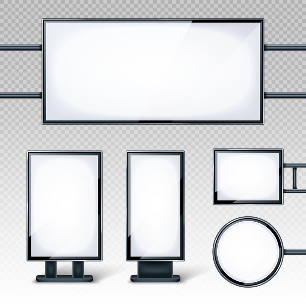 vallas publicitarias en blanco, pantallas lcd blancas vacías vector