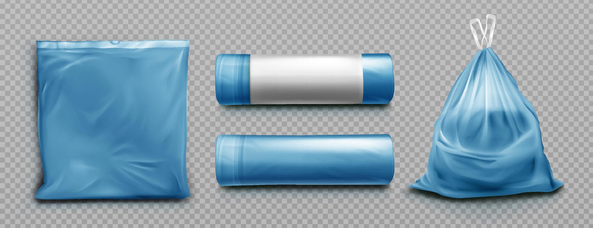 Blue plastic bag for trash, garbage and rubbish vector