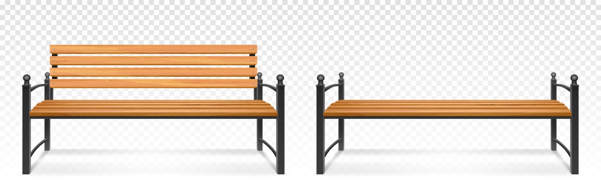 Vector realistic wooden bench for park