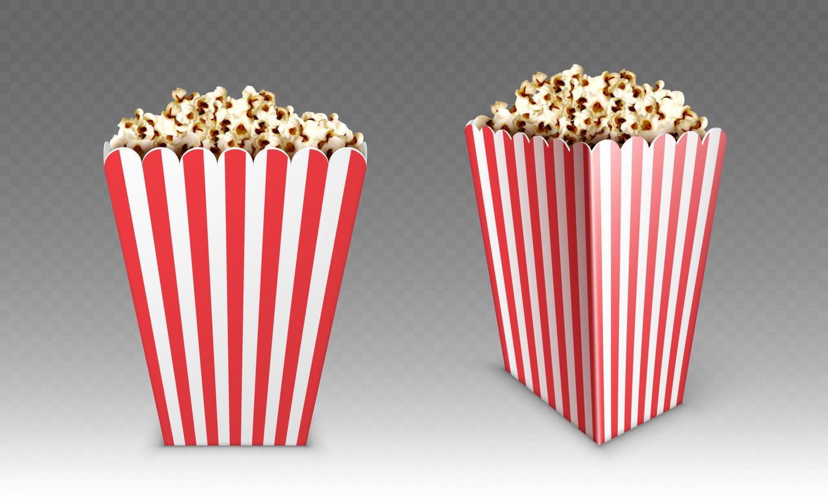 Striped paper box with popcorn in cinema vector