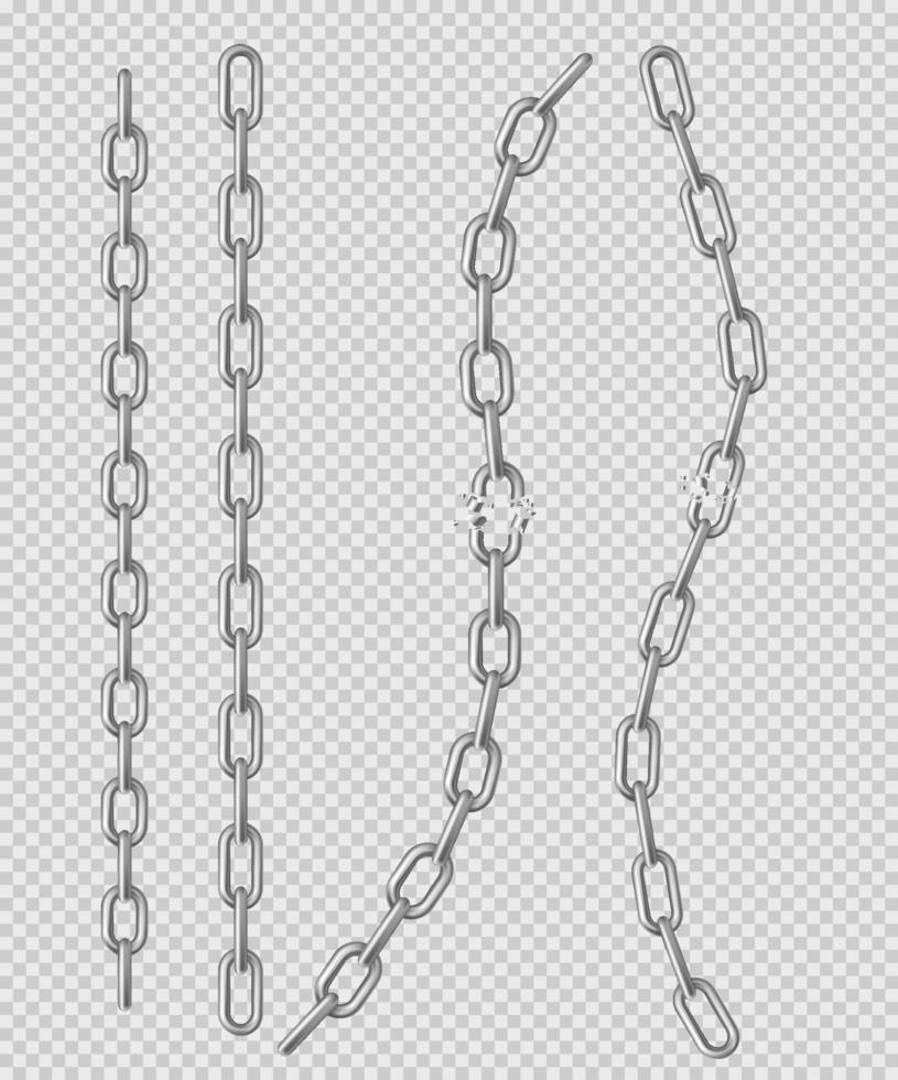 Metal chain with whole or break steel chrome links vector