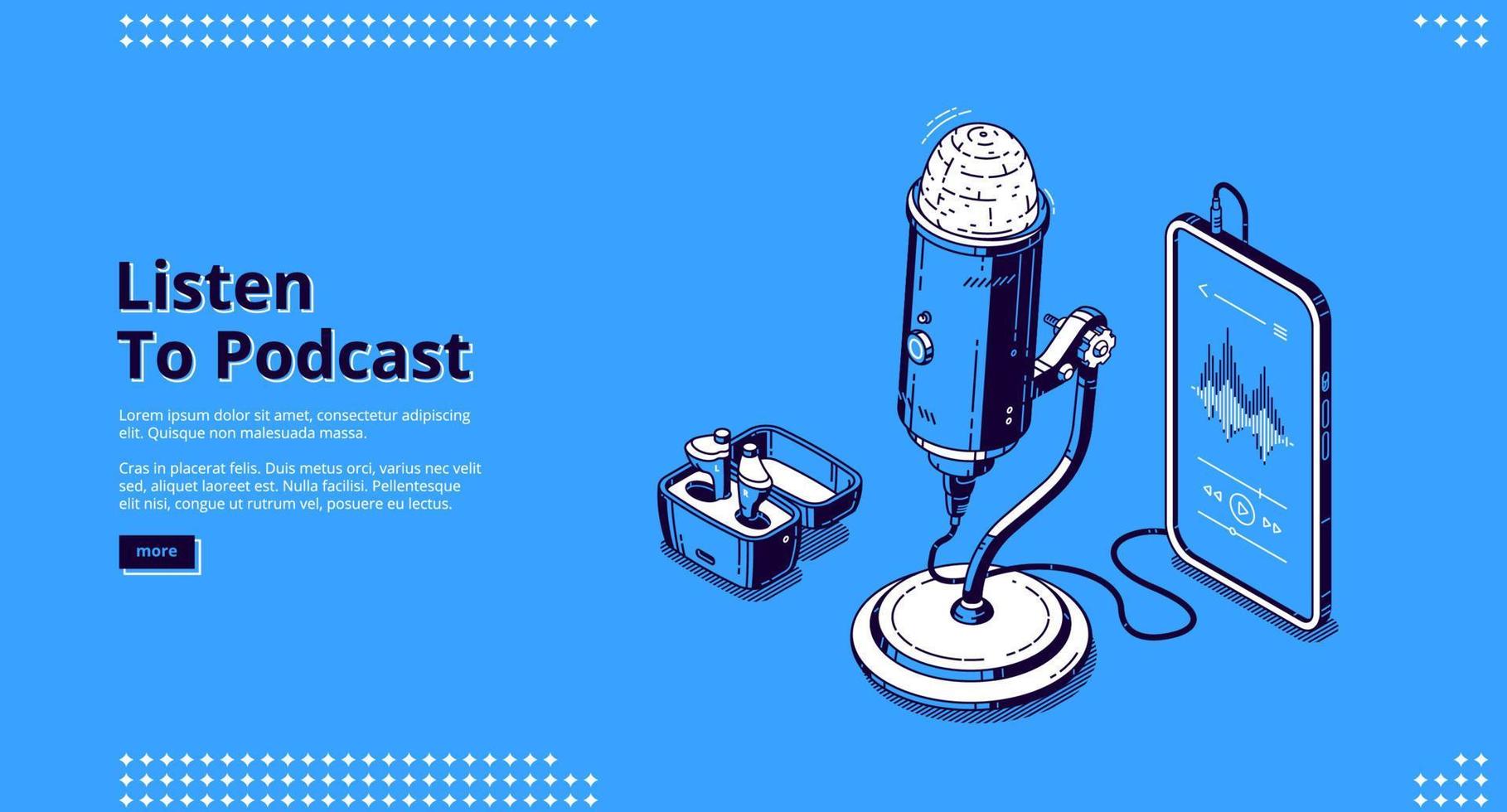 Vector banner of podcast and radio broadcasting