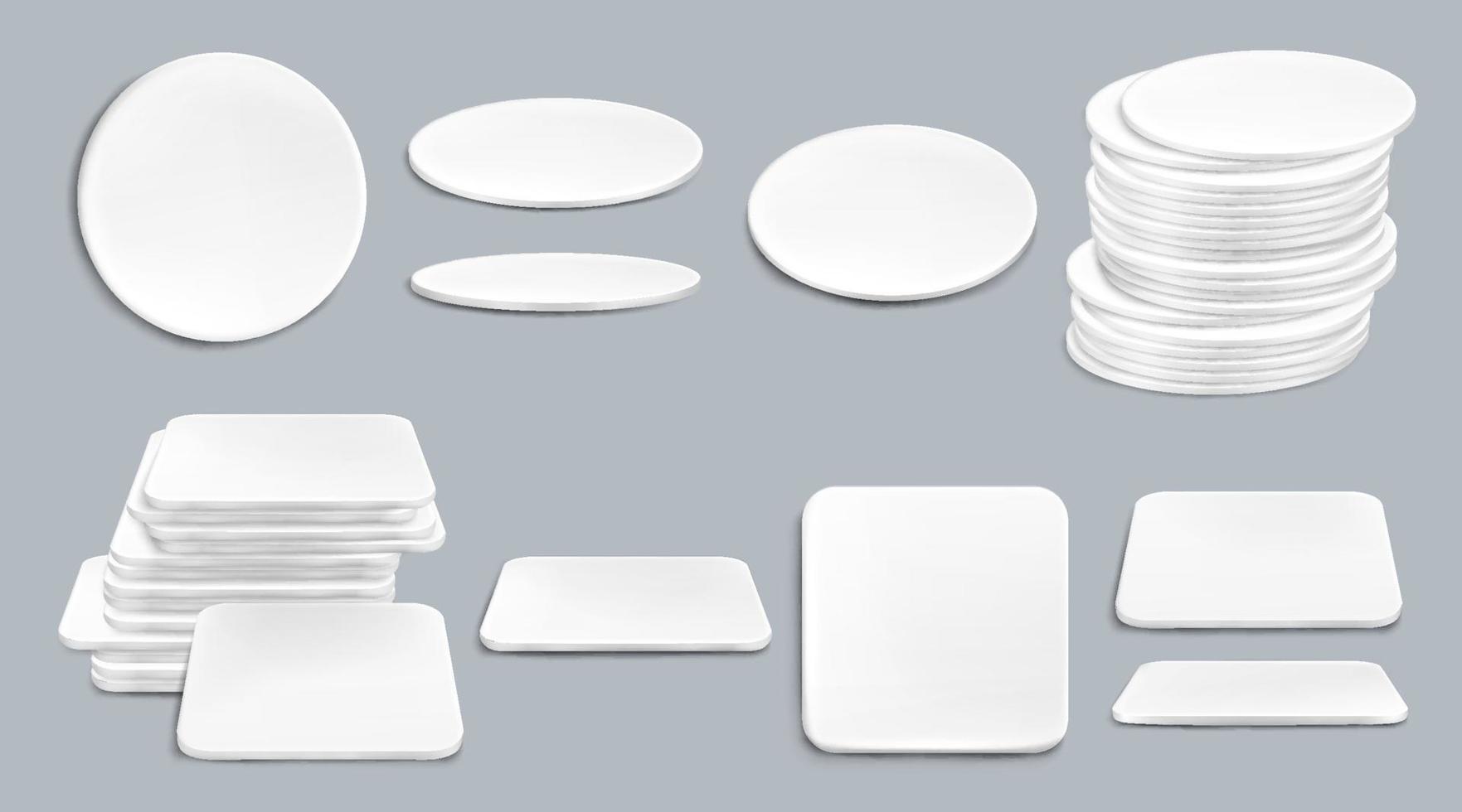 White beer coasters, mats for mug and cup vector