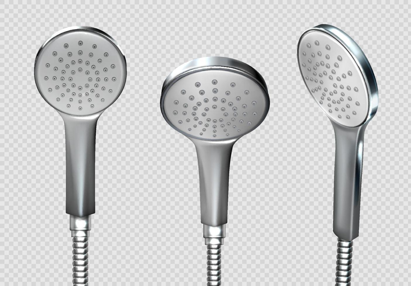 Shower heads with metal hose and nozzle for water vector