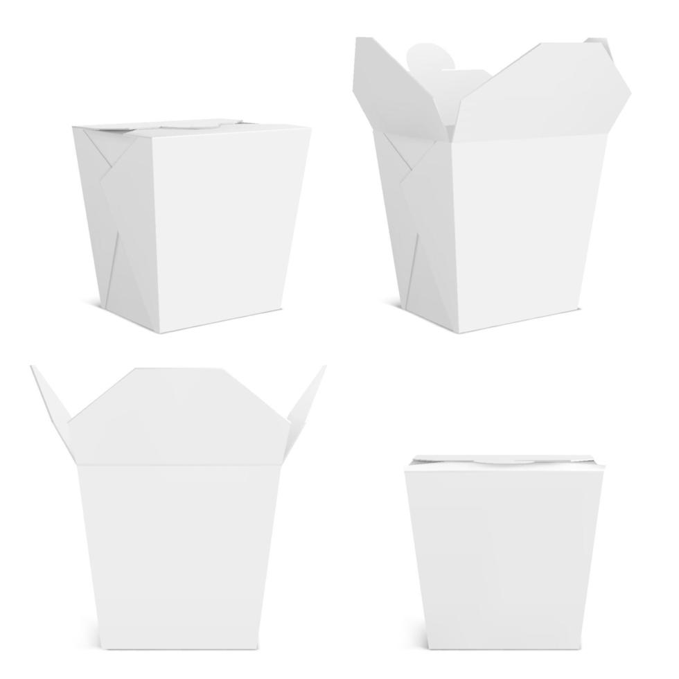 Wok box mockup, blank take away food container vector