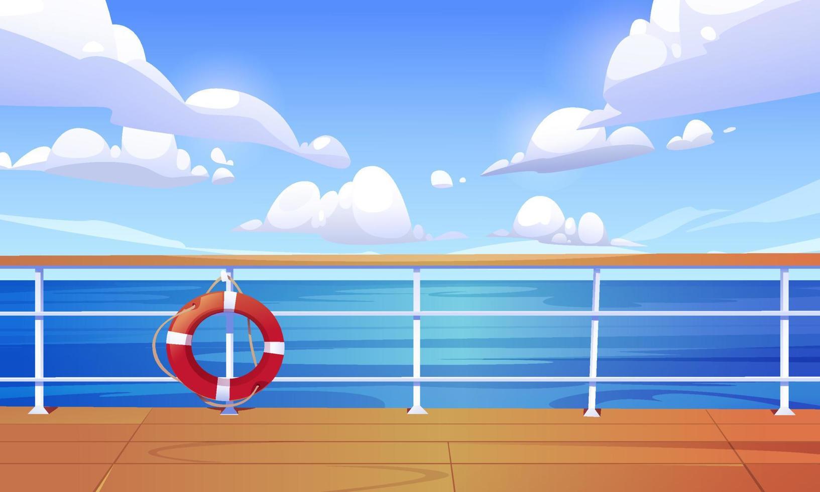 caricatura vectorial con cubierta de crucero y mar vector