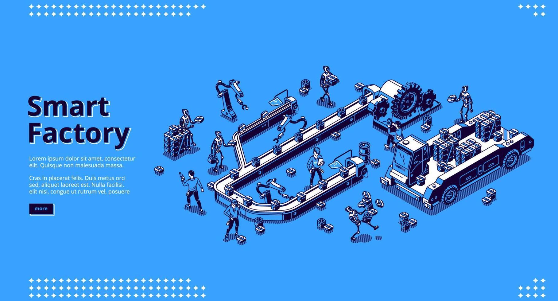 Isometric milk factory with conveyor belt vector