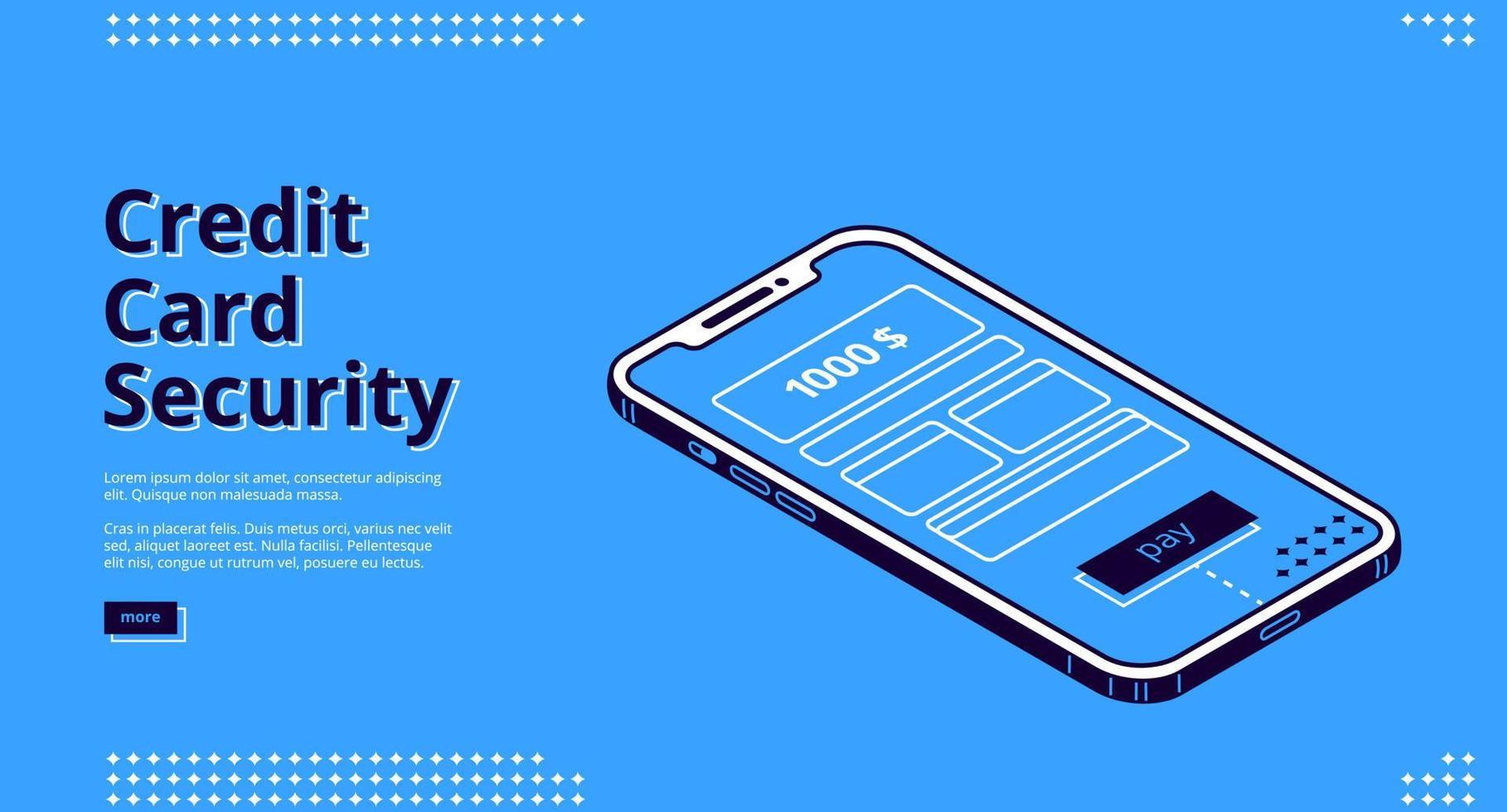 Credit card security web banner with smartphone vector