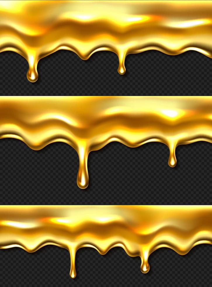 Dripping honey drops realistic seamless border set 15486202 Vector Art