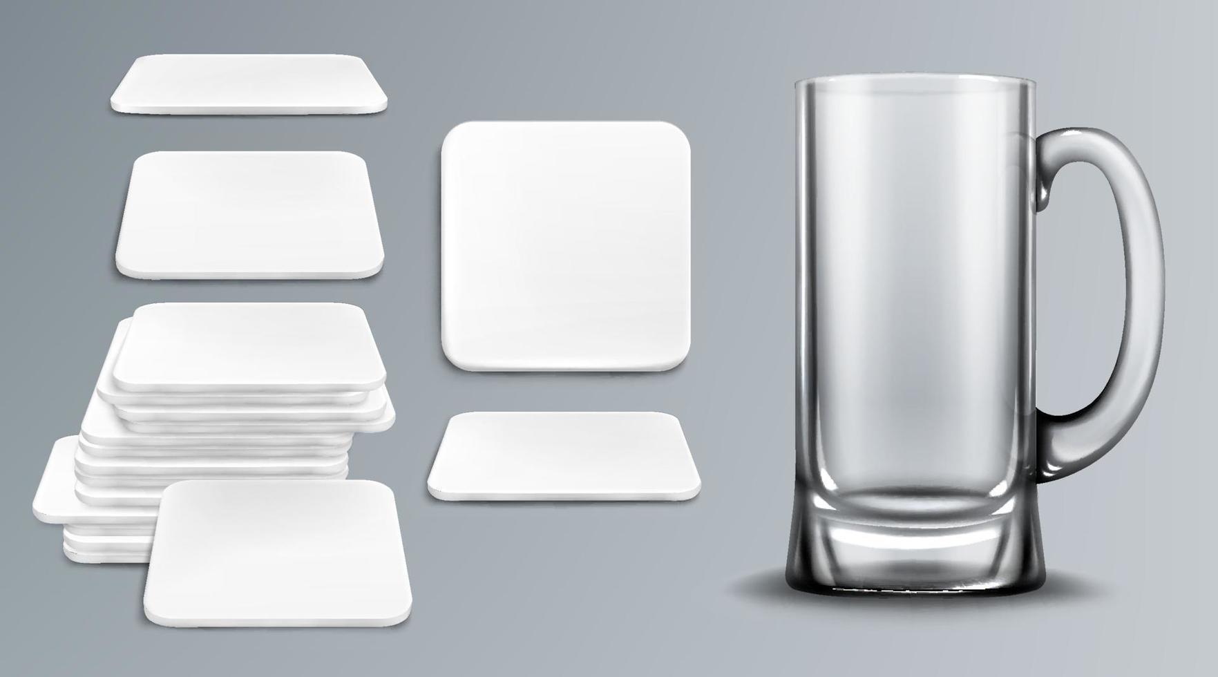Beer cup and coasters empty tankard and bierdeckel vector