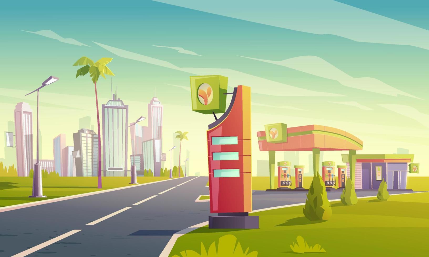 Gas and charger station for electric cars vector