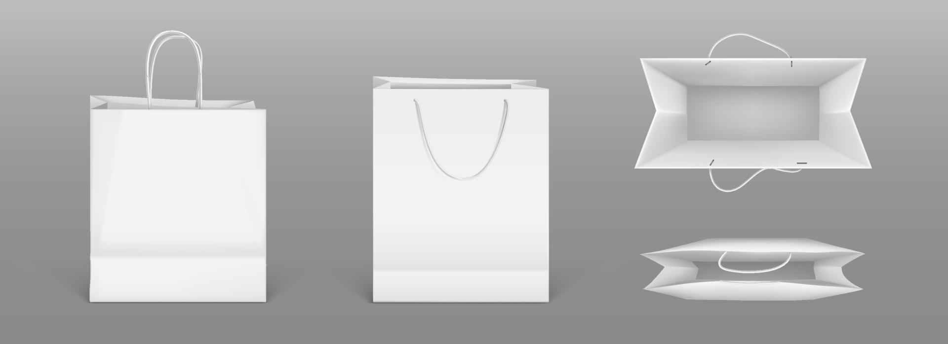 Vector mockup of white paper shopping bags