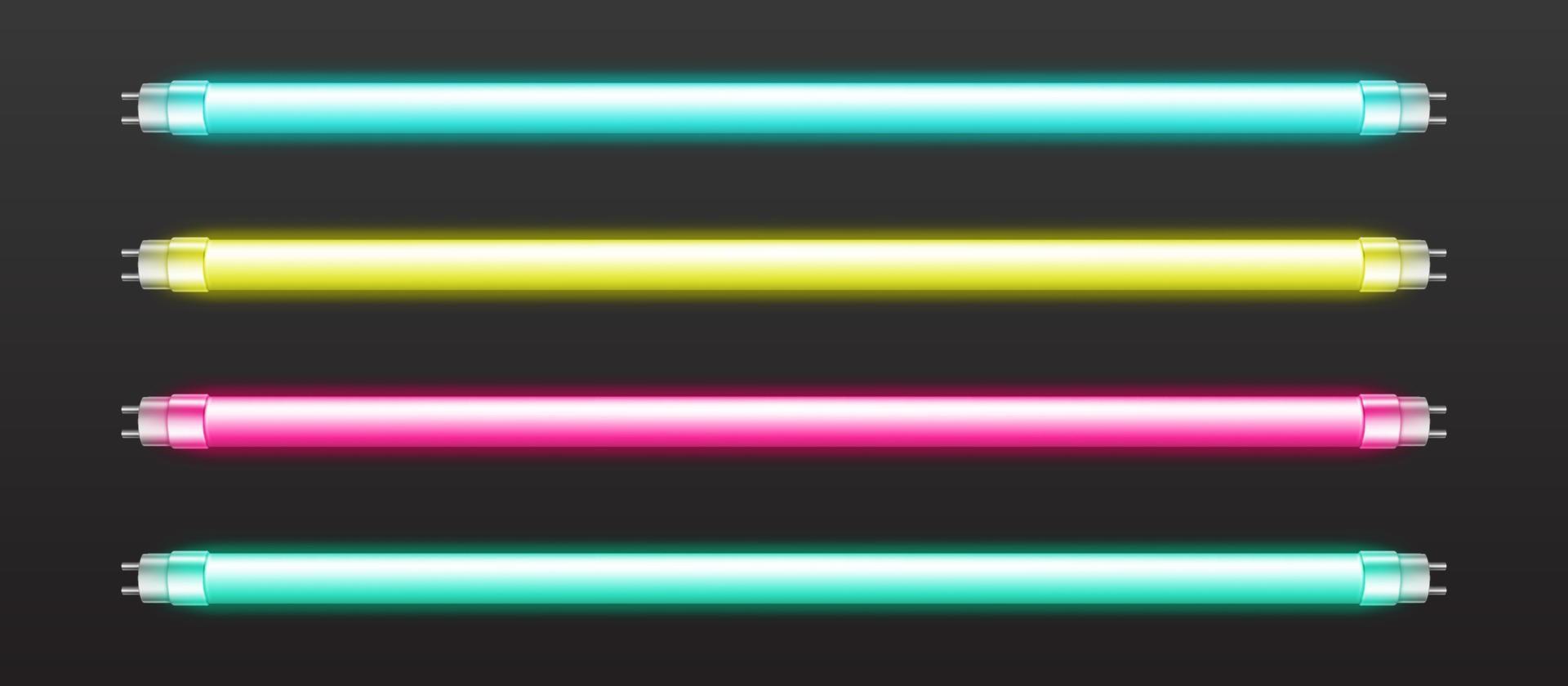 Vector set of color neon tube lights
