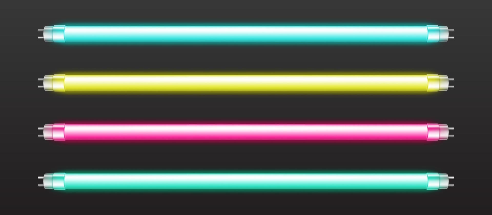 Vector set of color neon tube lights