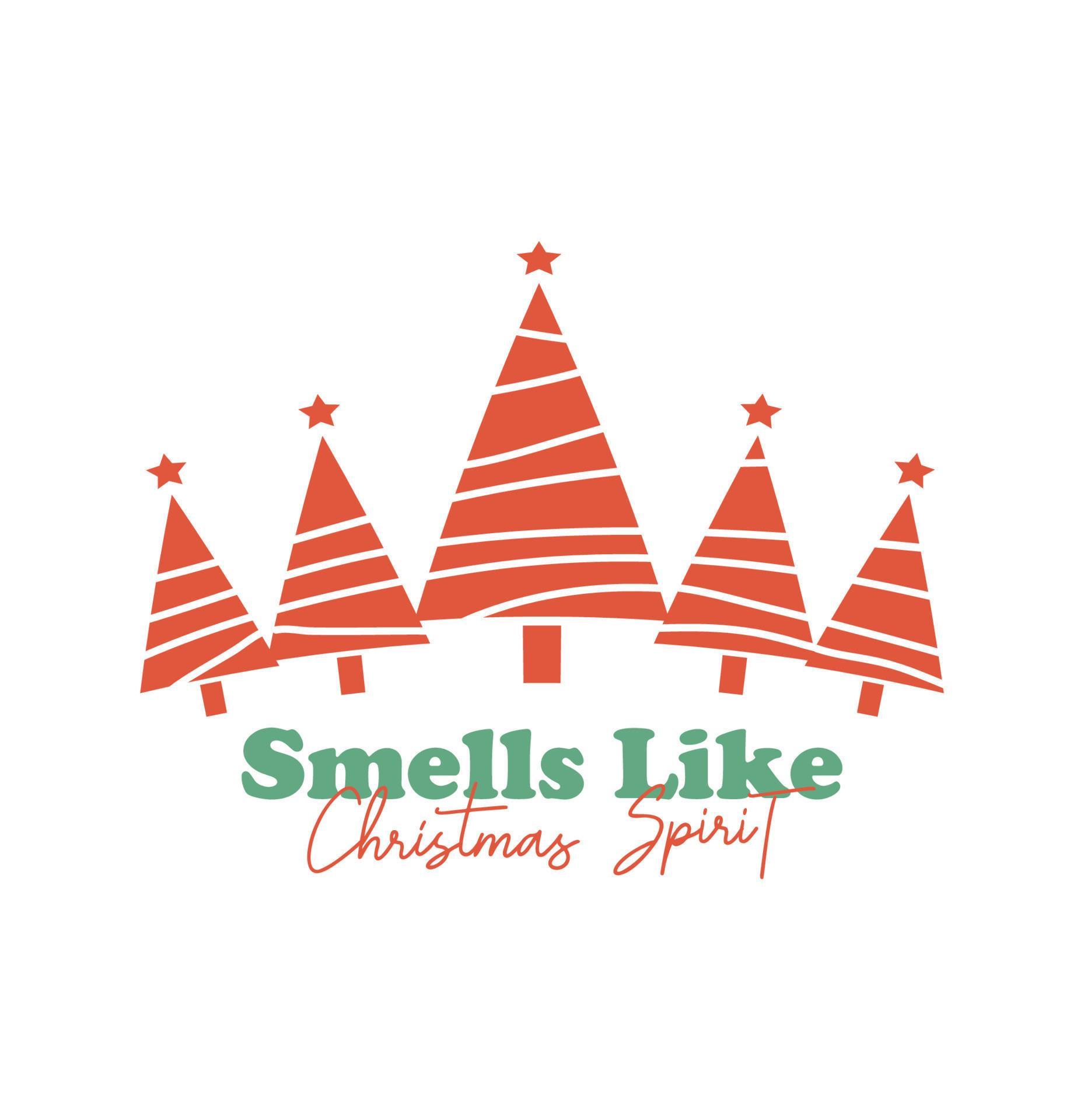 Funny Retro Christmas Tree Smells Like Christmas Spirit Typography T