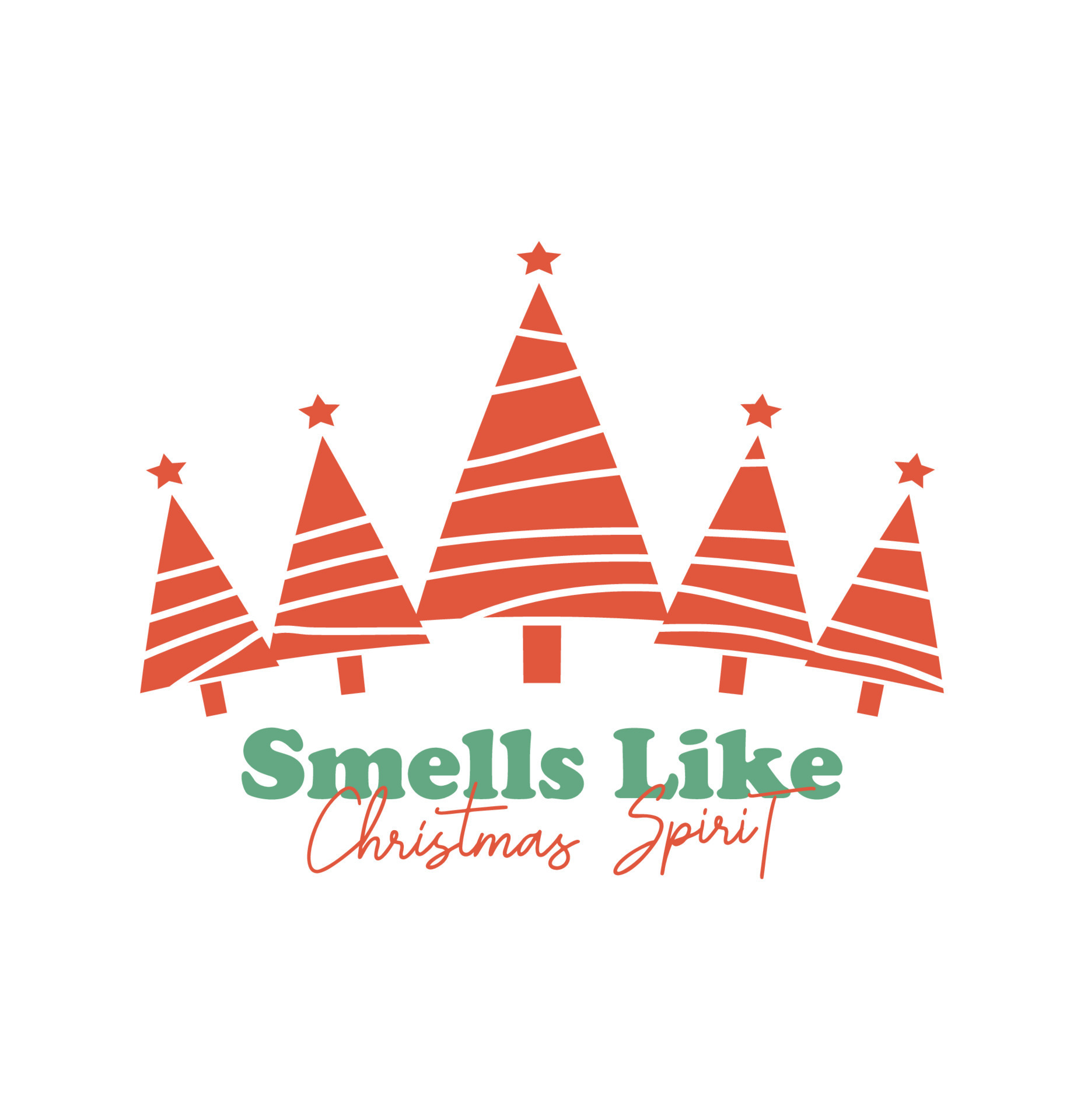 Funny Retro Christmas Tree Smells Like Christmas Spirit Typography T