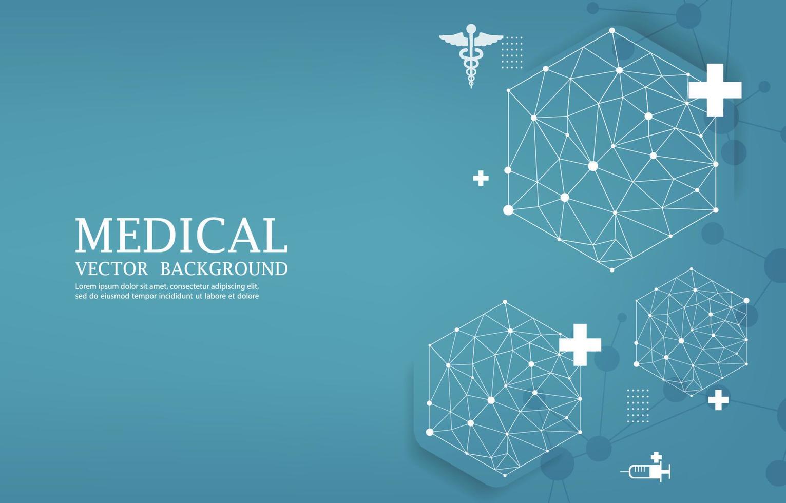 Vector medical wallpaper.geometric hexagon and polygon shape.blue medical background