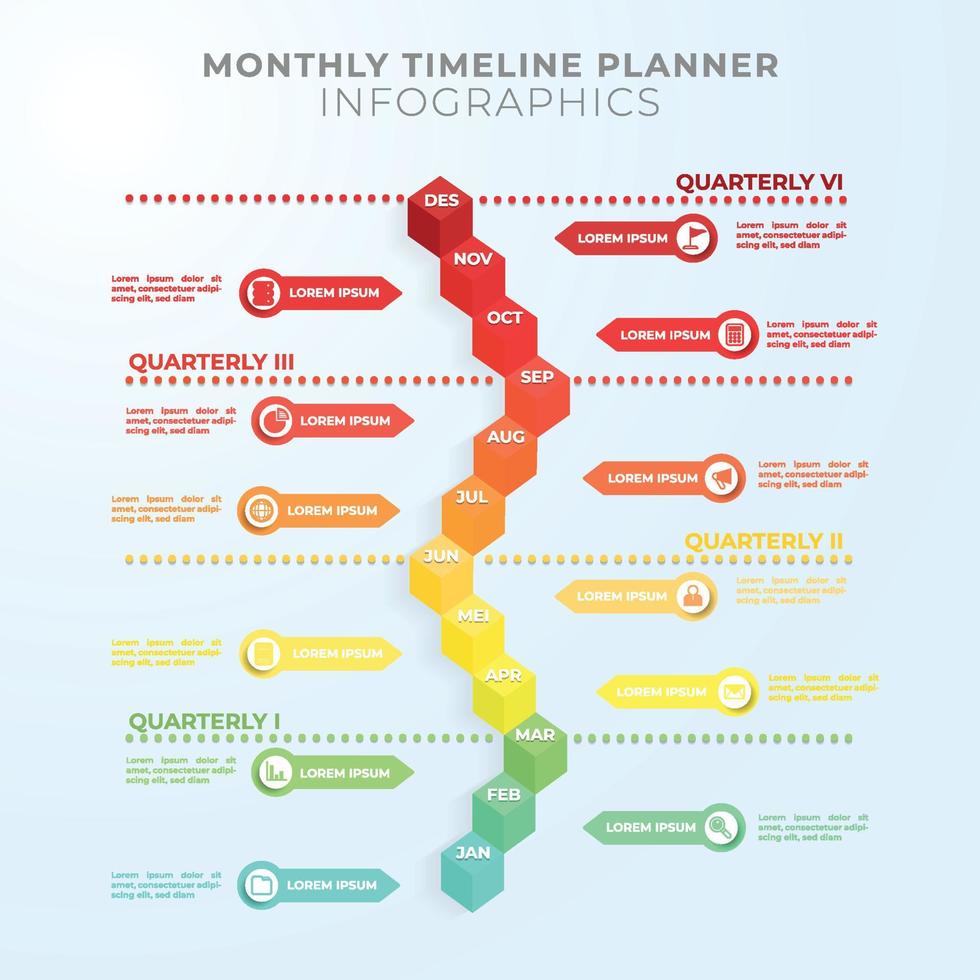 infografía de línea de tiempo mensual vector