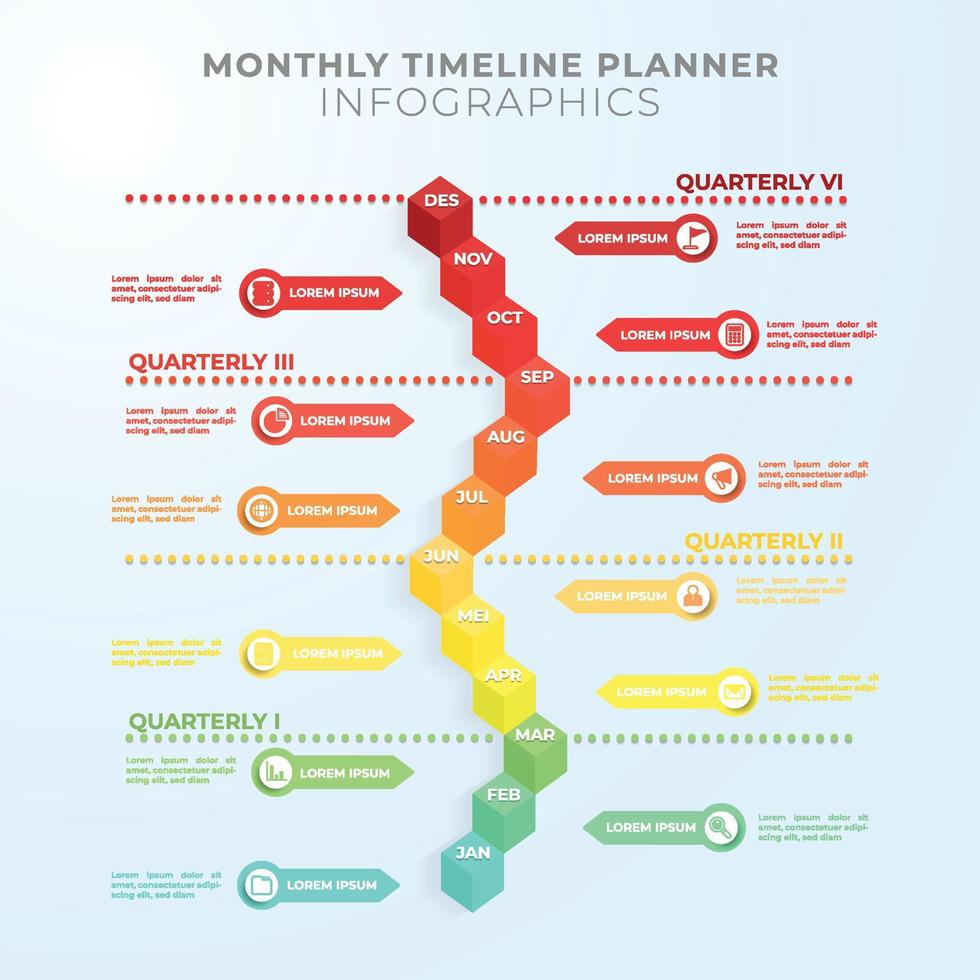 Monthly Timeline Infographics vector