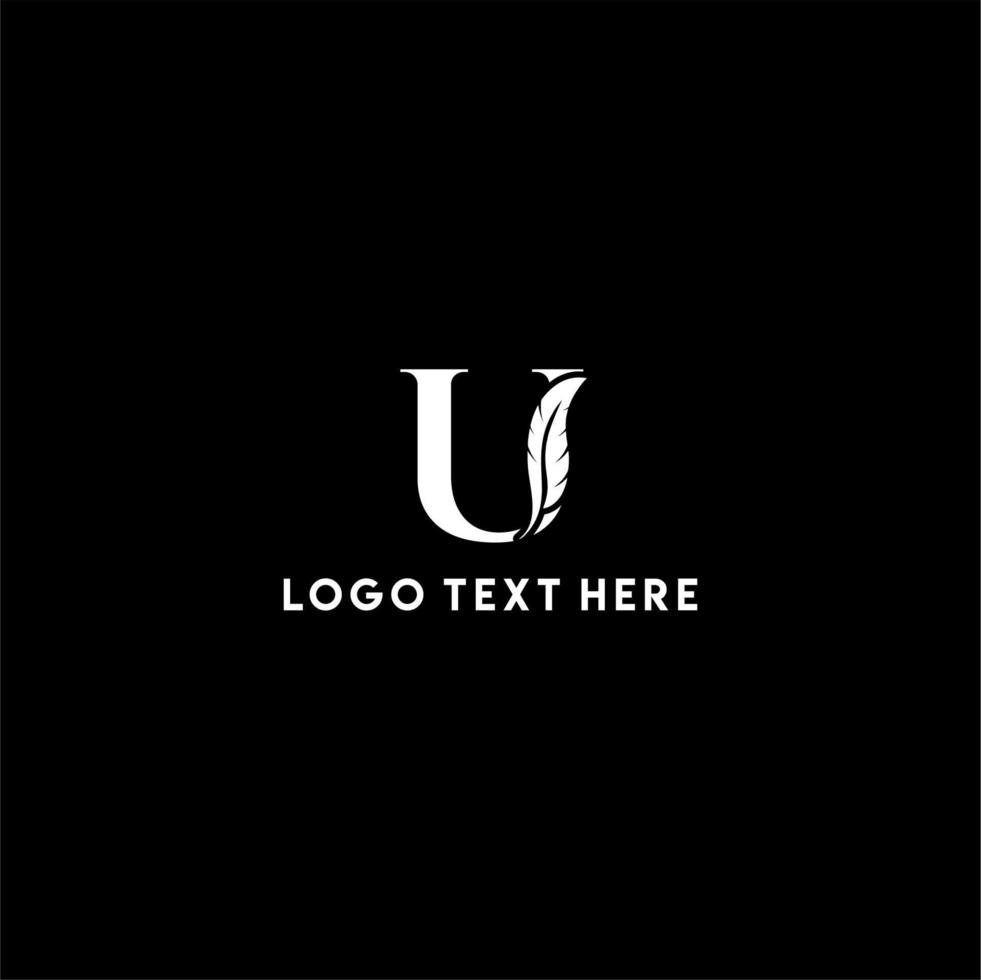 Letter U feather logo, feather logo, creative feather logo, U letter logo, notary logo vector