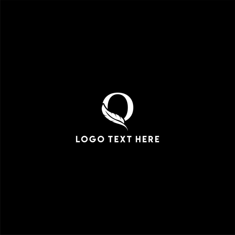 Letter Q feather logo, feather logo, creative feather logo, Q letter logo, notary logo vector