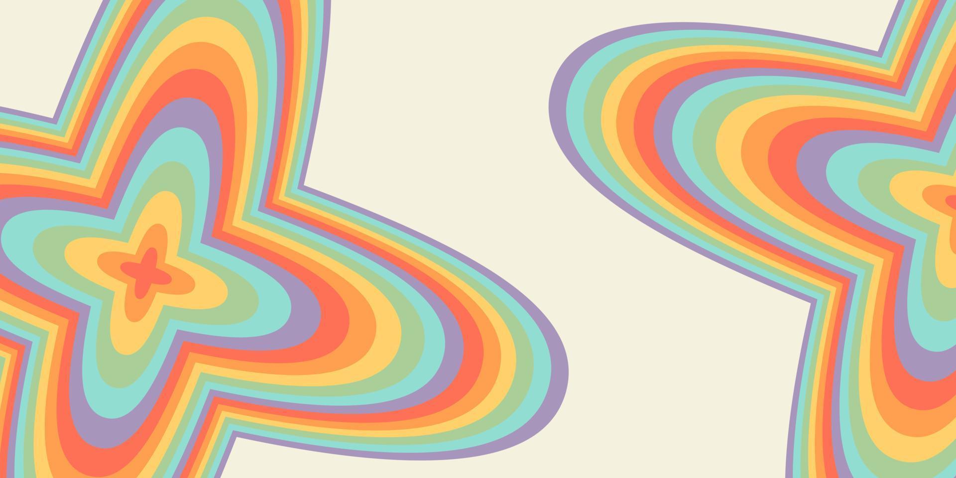 vector de fondo beige ornamental con formas abstractas de colores del arco iris. patrón creativo geométrico étnico. telón de fondo horizontal de moda con espacio de copia para pancarta, afiche, volante, sitio web. color pastel