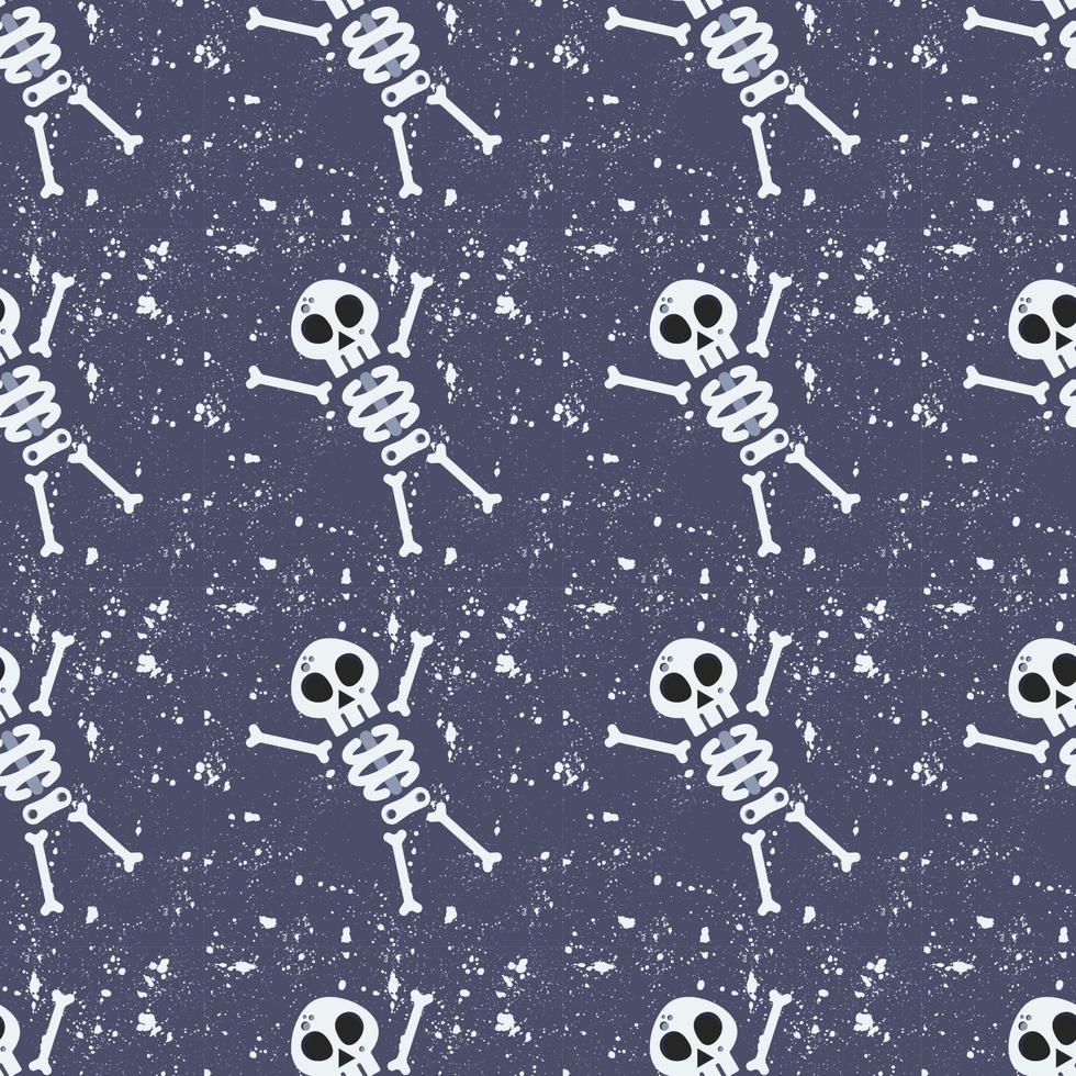 Cute cartoon skeleton seamless pattern. Trendy Halloween background. Template for wrapping paper, fabric, textile, wallpaper, t-shirt, brand, apparel, background, label, cover, business and artworks vector