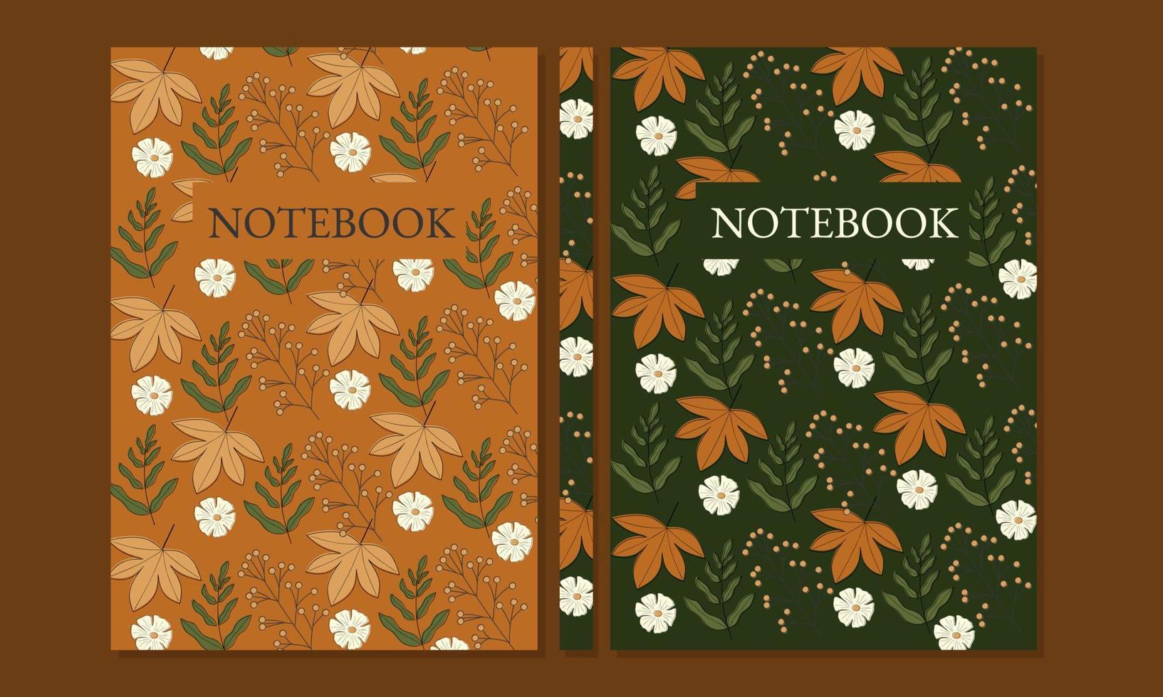 abstract botanical covers set. Seamless pattern floral design. brown green background. size A4 For notebooks, planners, brochures, books, catalogs. vector