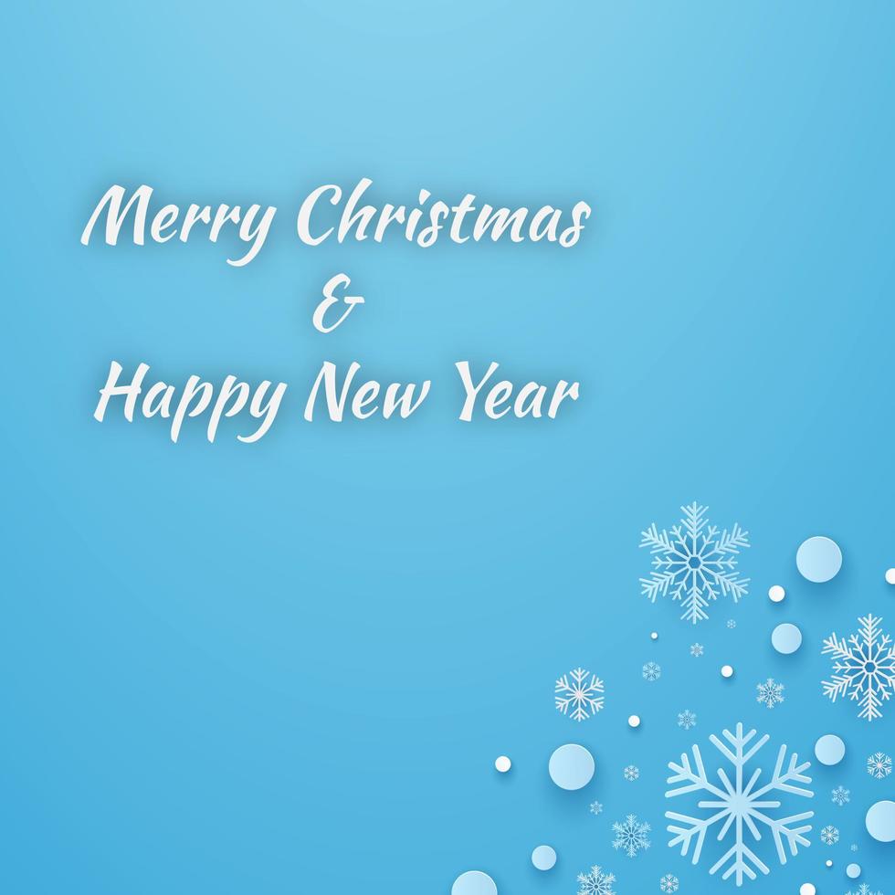 Merry Christmas and happy new year papercut concept. Christmas and happy new year with snowflakes on blue background papercut concept. Winter holiday Christmas and new year background.Vector illustra vector