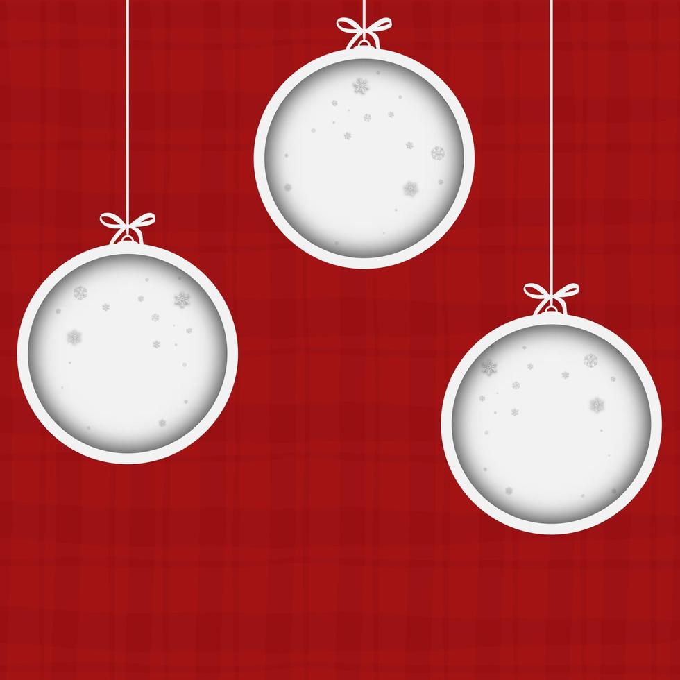 bolas de navidad sobre fondo rojo con copos de nieve. feliz navidad y próspero año nuevo con bolas de navidad y copos de nieve sobre fondo rojo. navidad y año nuevo fondo vacaciones.vector ilustrador vector