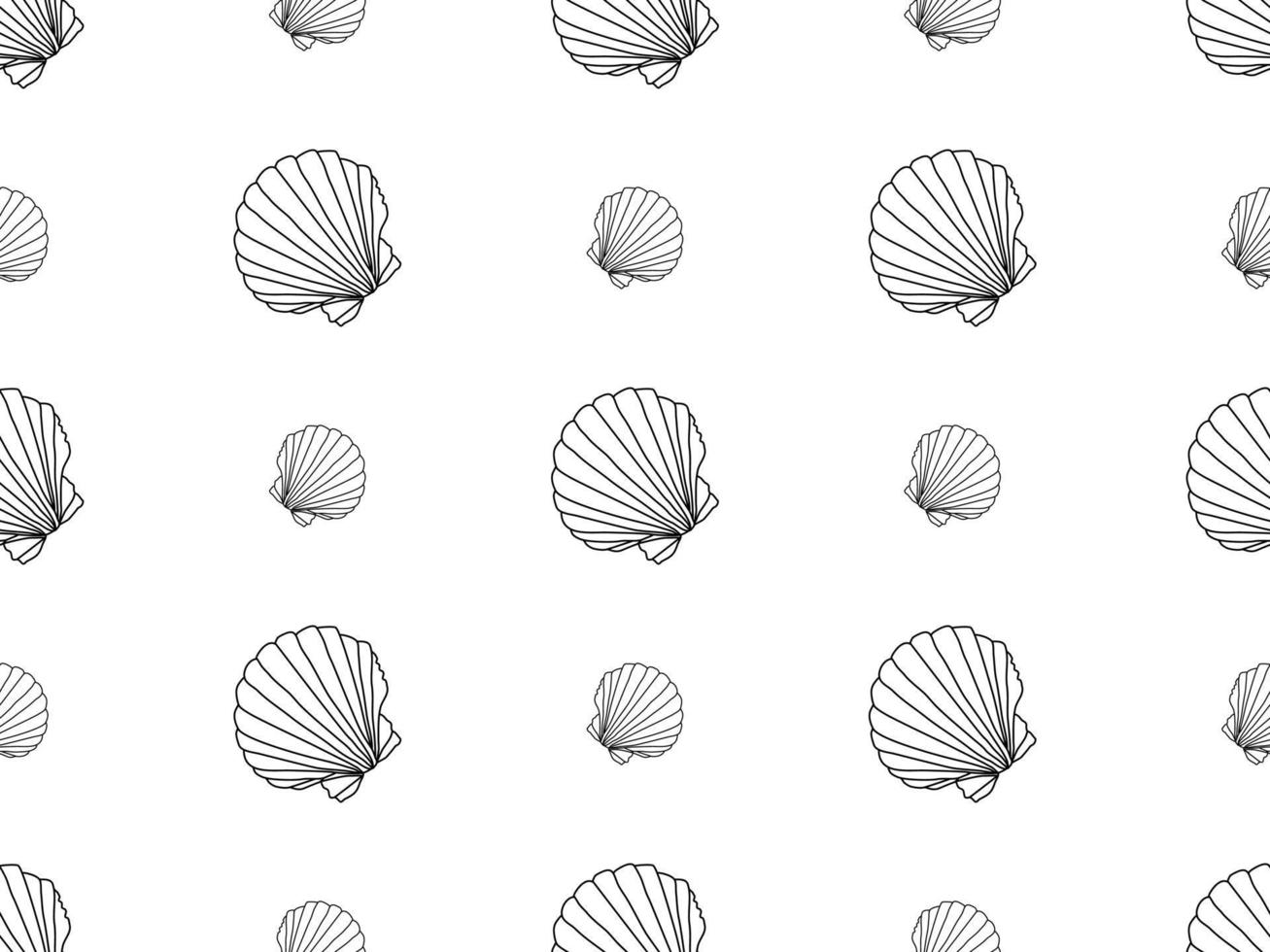 Scallops cartoon character seamless pattern on white background vector