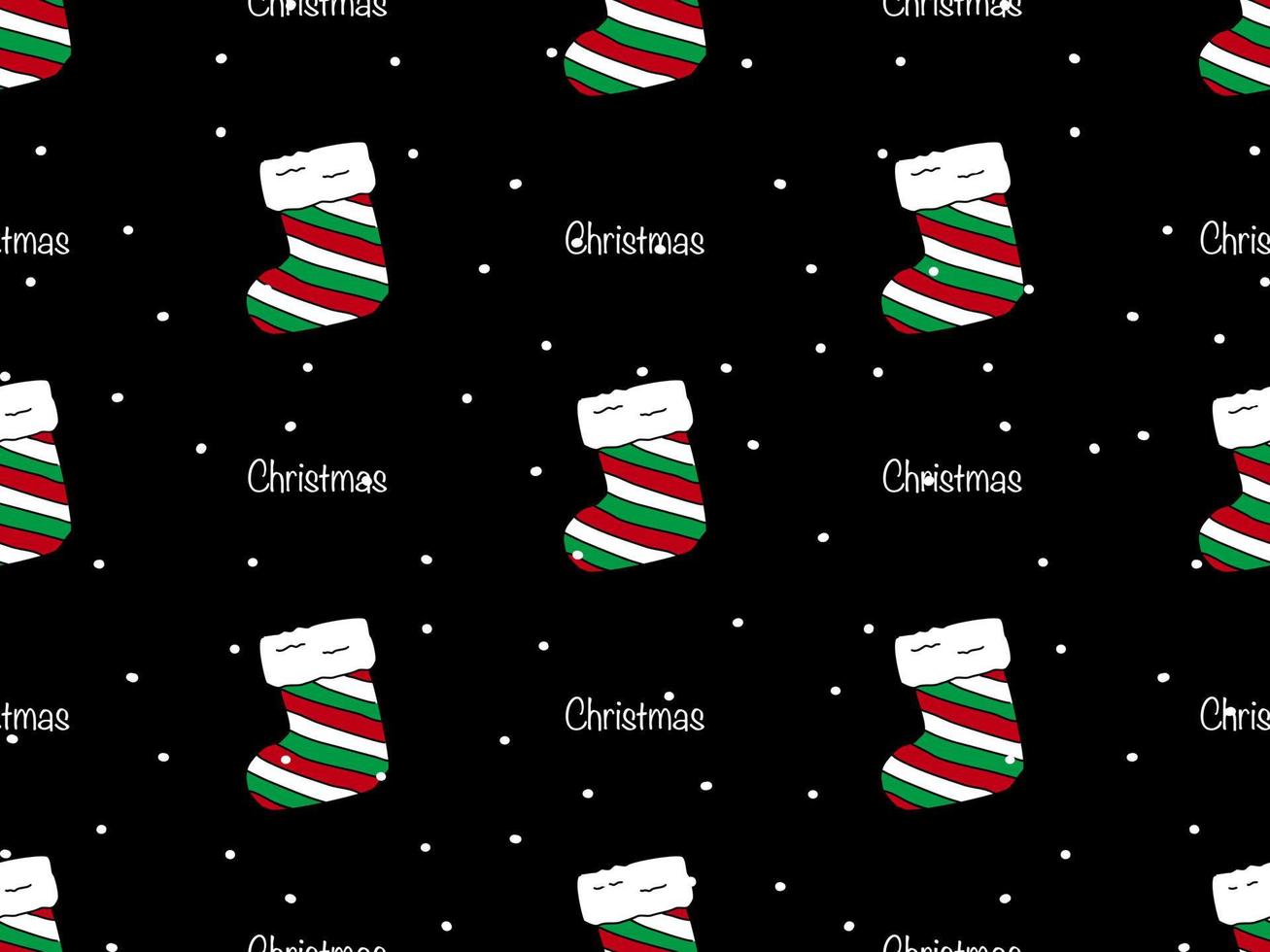 Christmas cartoon character seamless pattern on black background vector