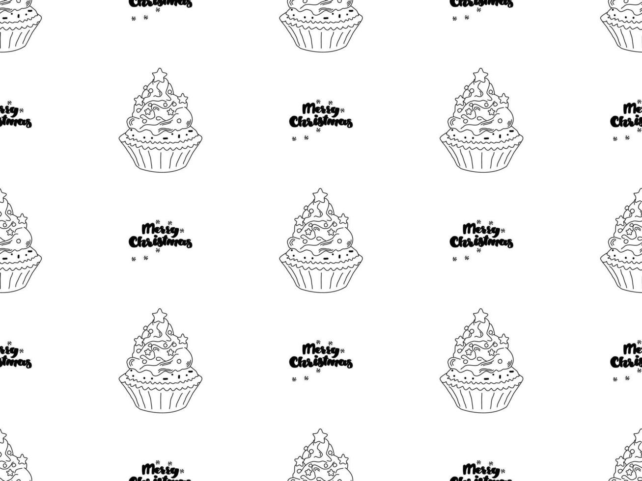 Merry Christmas cartoon character seamless pattern on white background vector