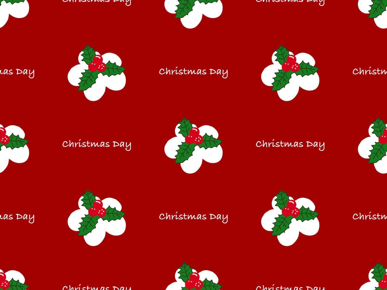 Christmas Day cartoon character seamless pattern on red background vector