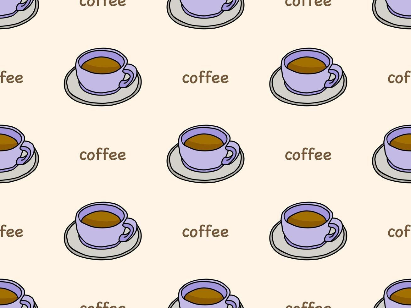 café, caricatura, carácter, seamless, patrón, en, naranja, plano de fondo vector