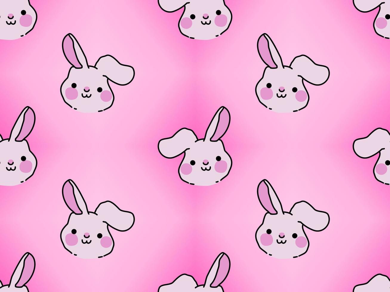 Rabbit cartoon character seamless pattern on pink background vector