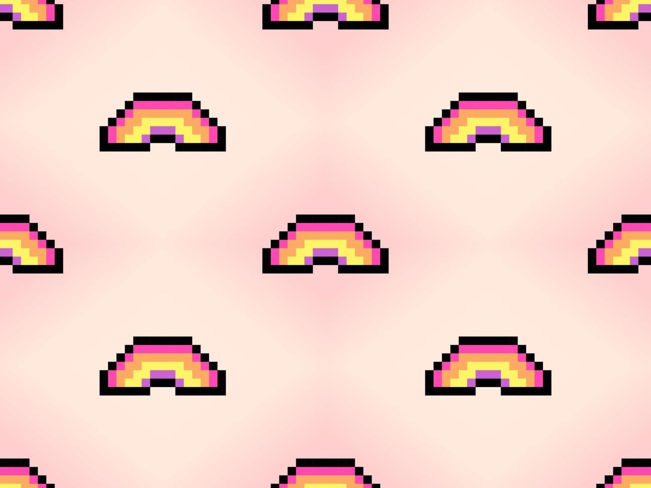 Rainbow cartoon character seamless pattern on pink background vector