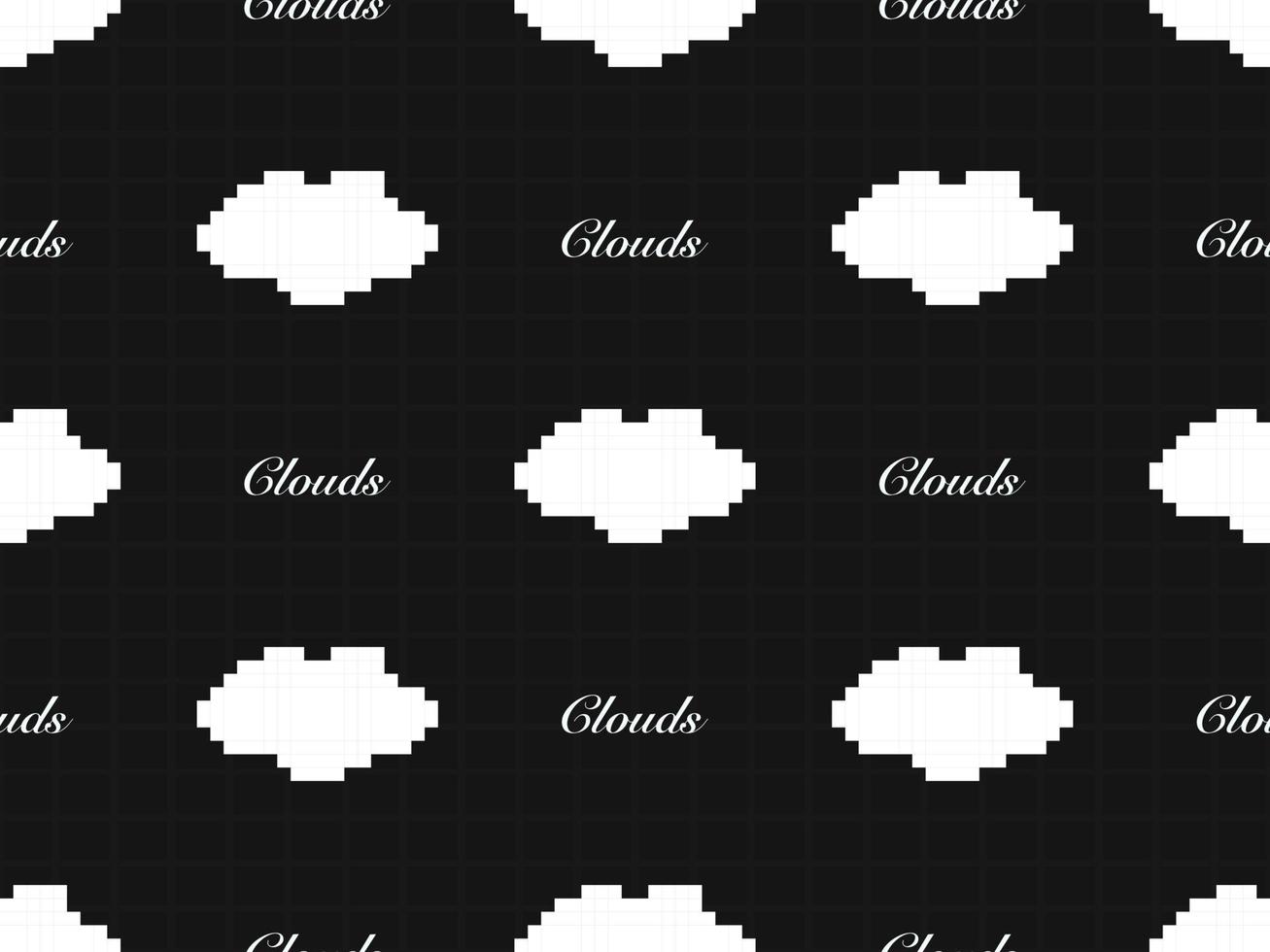 Cloud cartoon character seamless pattern on black background vector