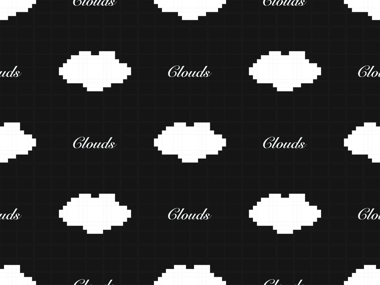 Cloud cartoon character seamless pattern on black background vector