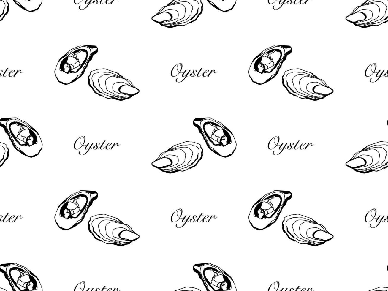 Oyster cartoon character seamless pattern on white background vector