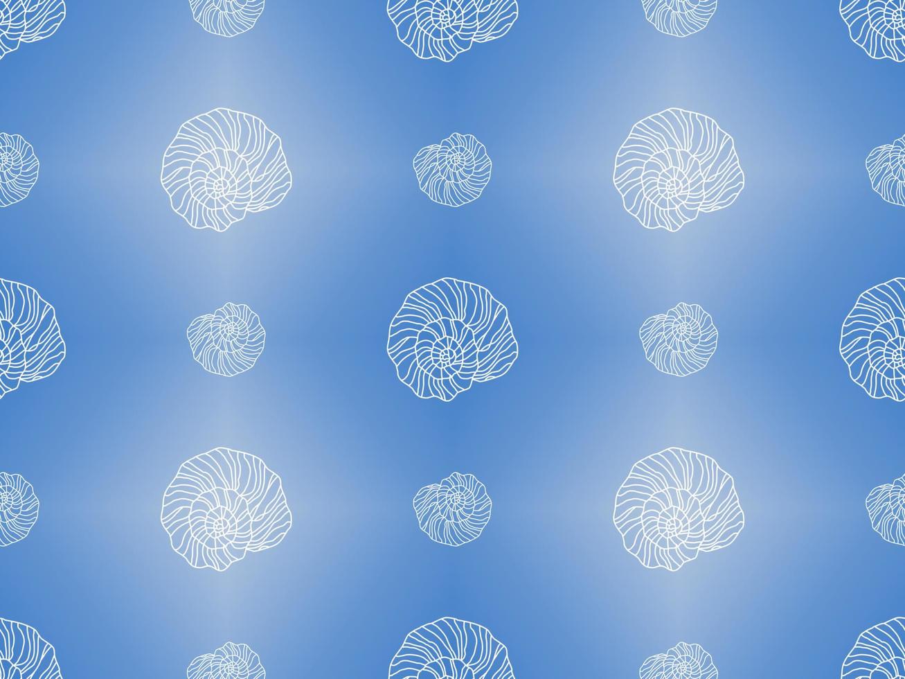 SeaShells cartoon character seamless pattern on blue background vector