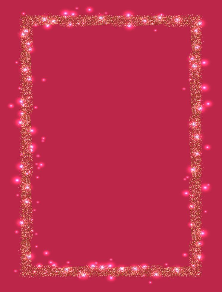 Vertical rectangle glitter Golden frame vector