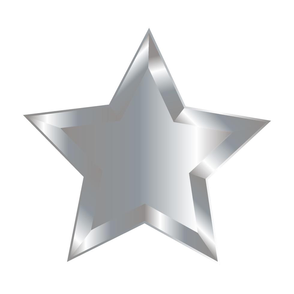 Realistic metallic  silver five pointed star icon vector