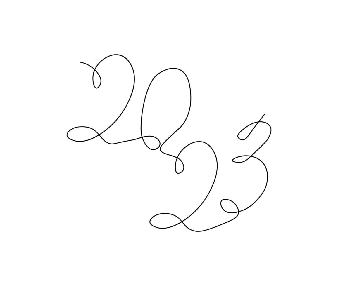 2023 continuous line hand drawn drawing vector